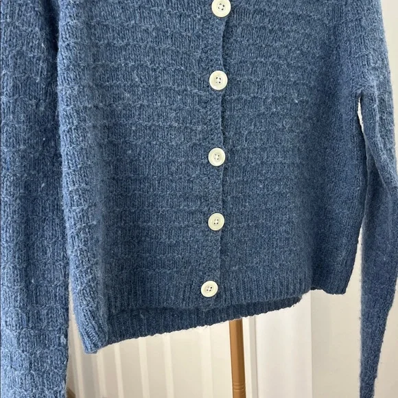 ALEX MILL Merino Wool Knit Relaxed Button Down Cardigan Sweater Slate Blue XS - Picture 2 of 6